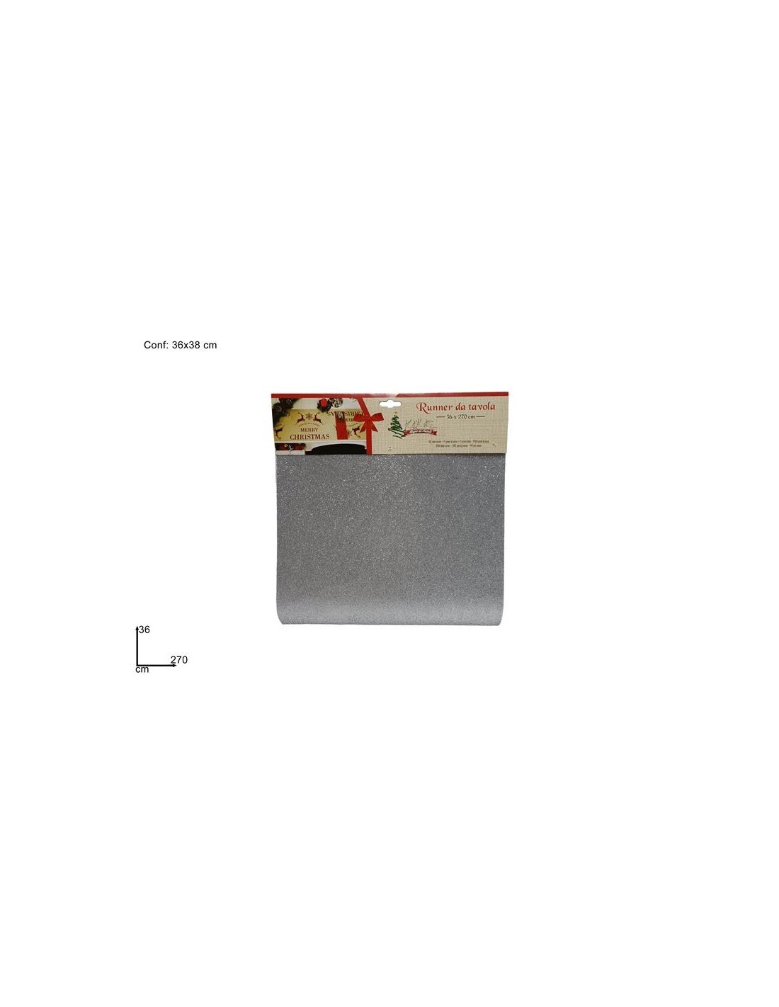 RUNNER 260815 GLITTER ARGENTO 36X270CM