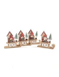 Calendario perpetuo di Natale in legno H14 cm assortito,  mensole e tavoli