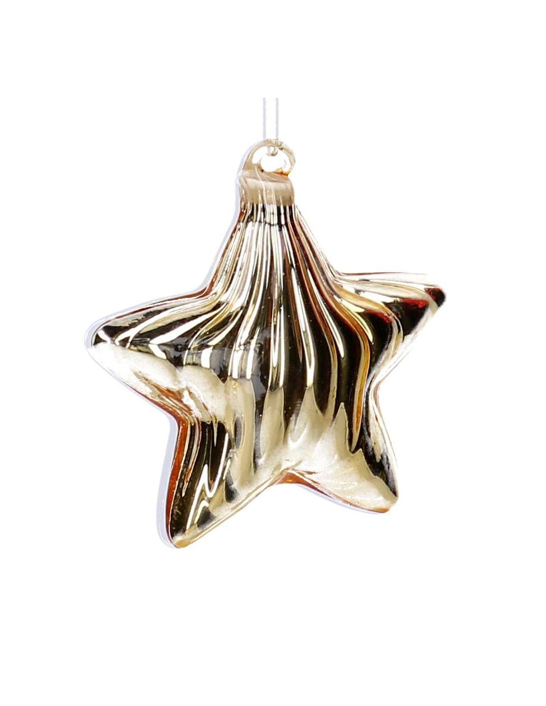 PENDENTE STELLA VETRO ORO 8X8CM