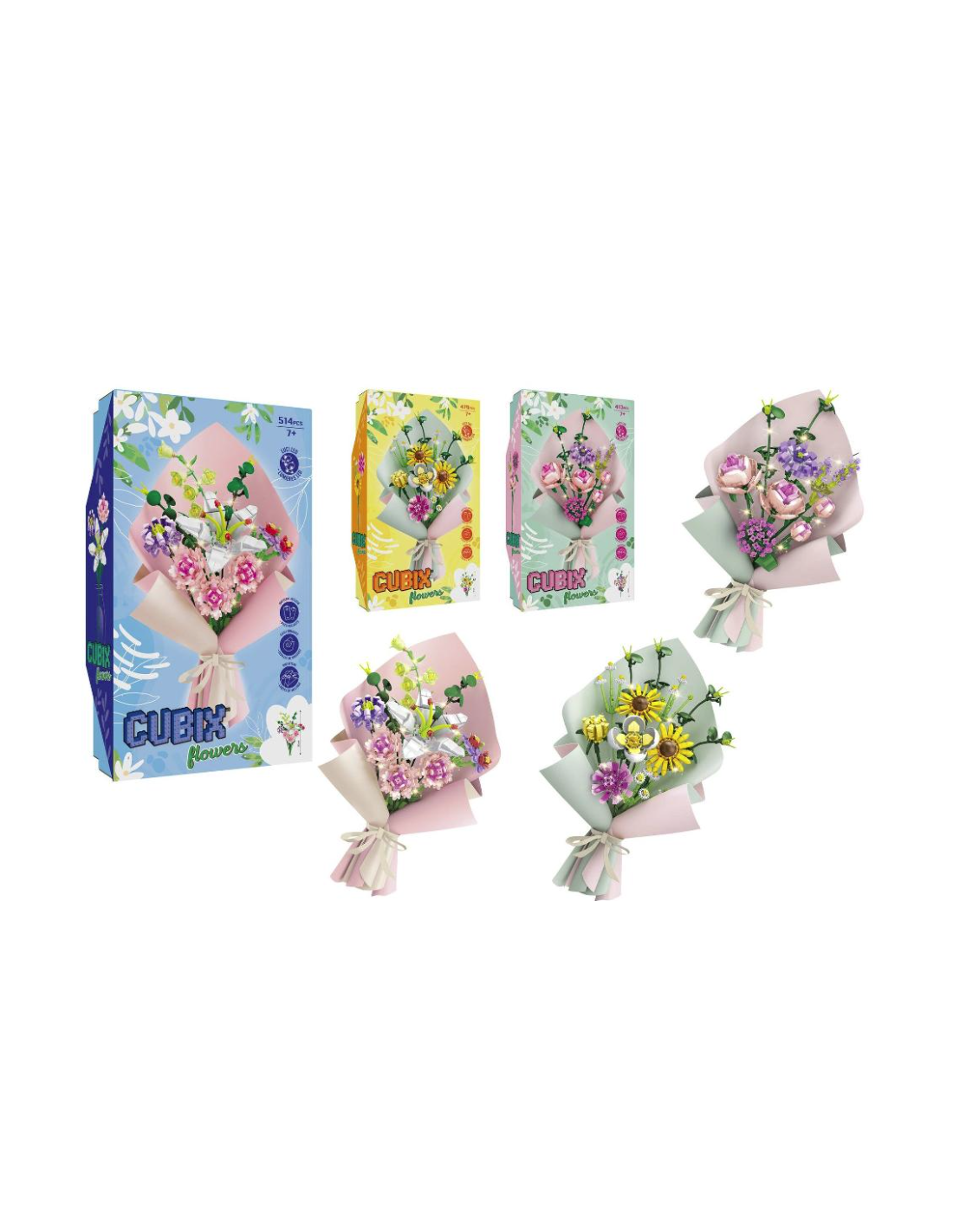 CUBIX 42582 BOUQUET FIORI ASSORTITO CON LUCE E BIGLIETTO
