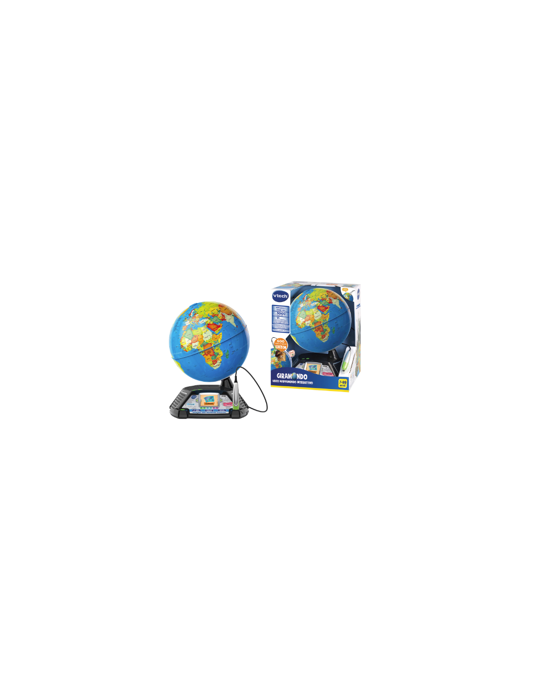 VTech Giramondo - Video Mappamondo Interattivo con Penna Touch e 600 Video Educativi