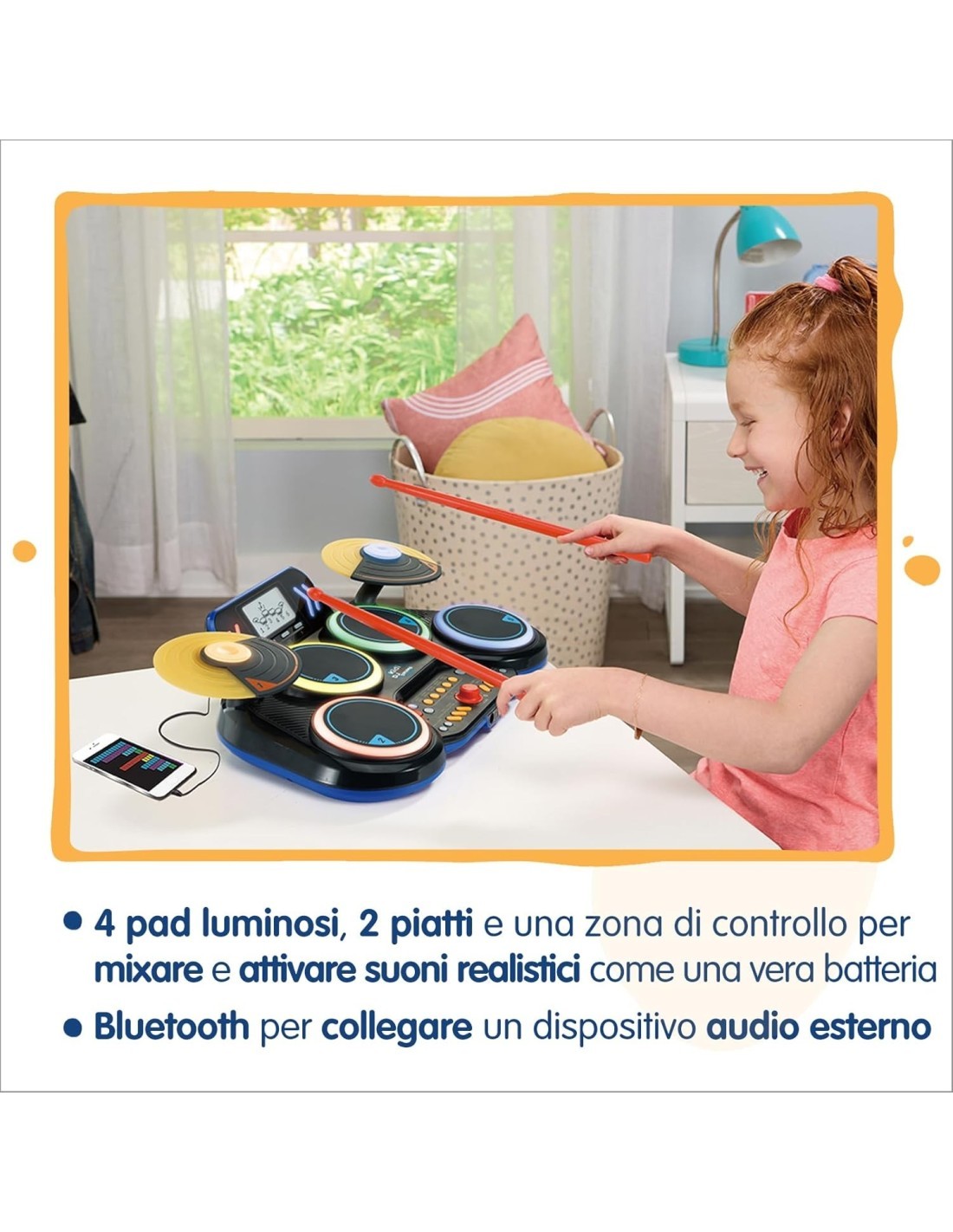 VTech Kidi DJ Drums - Batteria Elettronica Interattiva per Bambini 6+ Anni