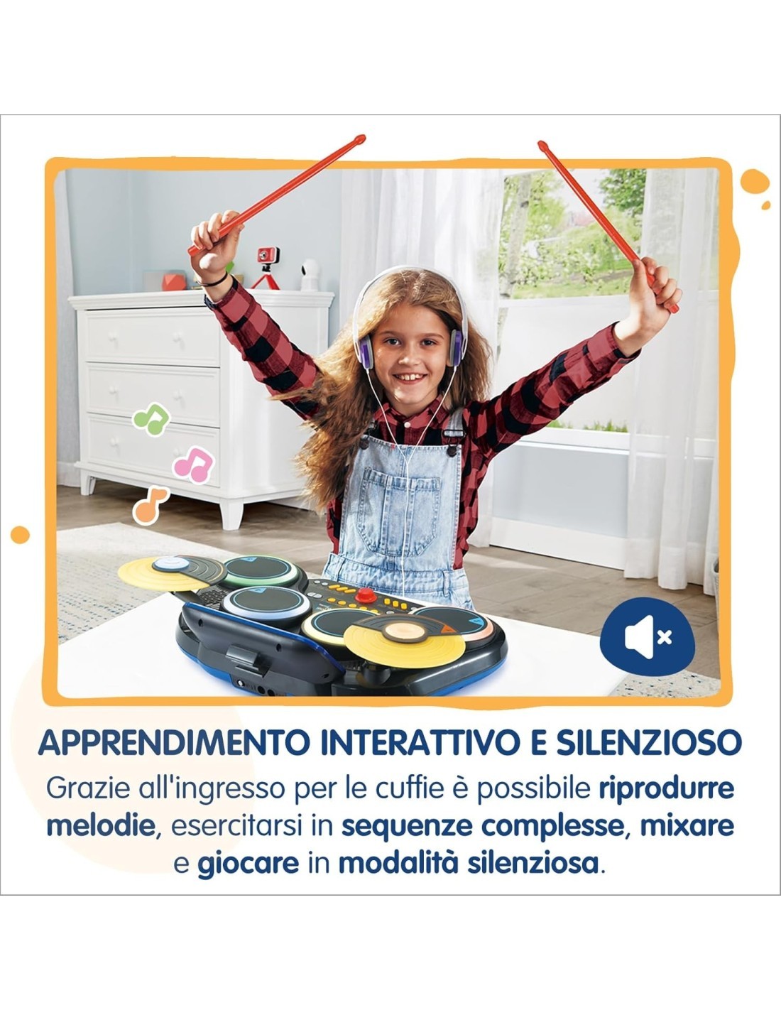 VTech Kidi DJ Drums - Batteria Elettronica Interattiva per Bambini 6+ Anni