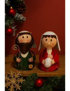 Natività di Natale 2pz Latta 17cm, Presepe Natalizio, Statuine Decorative, La magia di Natale per la casa