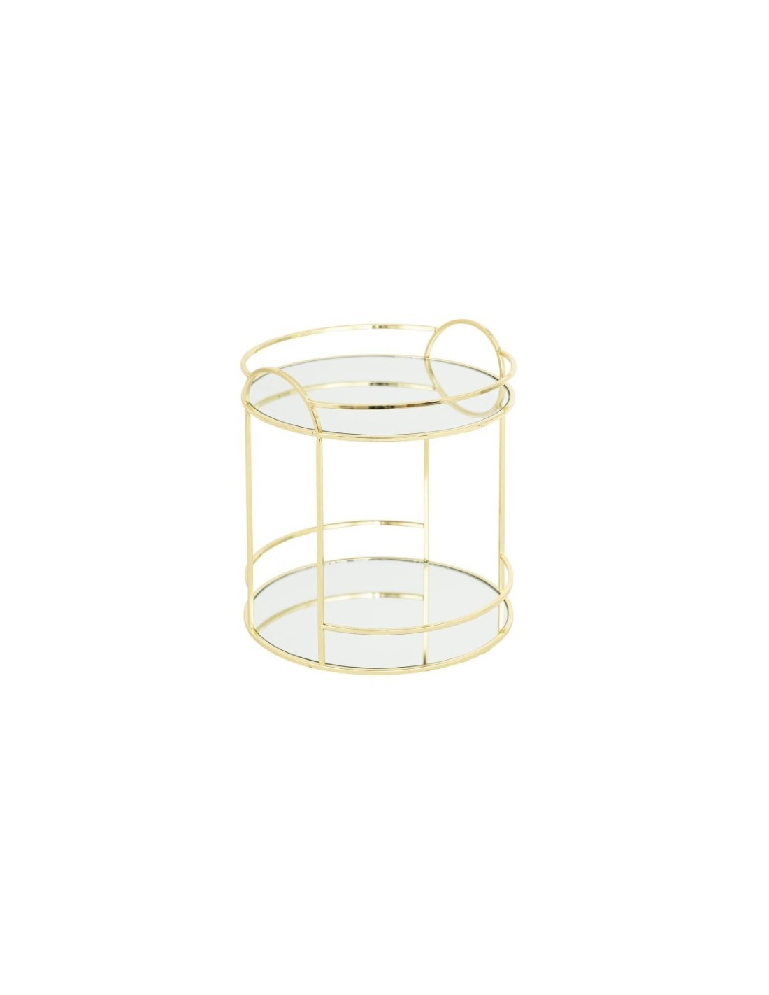 Set Vassoi a Specchio 2 Livelli 20x24 cm in Vetro e Metallo Dorato