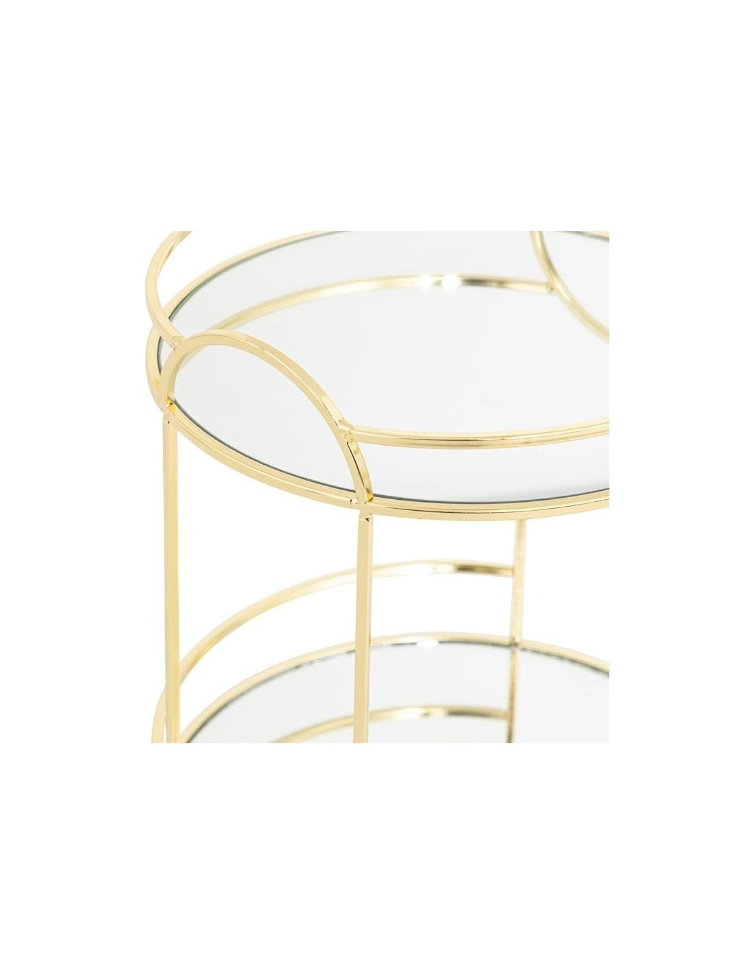 Set Vassoi a Specchio 2 Livelli 20x24 cm in Vetro e Metallo Dorato