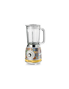 Frullatore Positano, tazza vetro 1,5L, 4 velocità, Pulse, tritaghiaccio, lame inox, design mediterraneo, elegante e potente