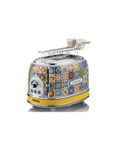 Ariete, Tostapane Positano, 810W, 2 fette, defrost, espulsione automatica, raccogli briciole, stile mediterraneo