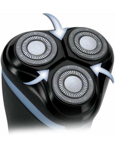 Remington R1000 Rasoio Elettrico Ricaricabile 3 Testine Rotanti Nero/Blu con Trimmer