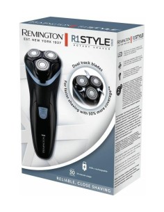 Remington R1000 Rasoio Elettrico Ricaricabile 3 Testine Rotanti Nero/Blu con Trimmer
