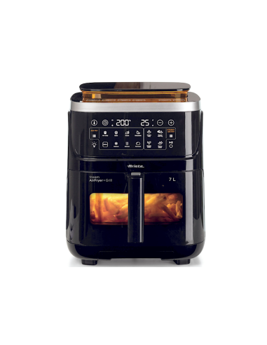 Ariete 4636 Friggitrice ad Aria, Funzione Vapore, Grill, 1700W, 10 Funzioni, Cestello Trasparente, Timer, Nero