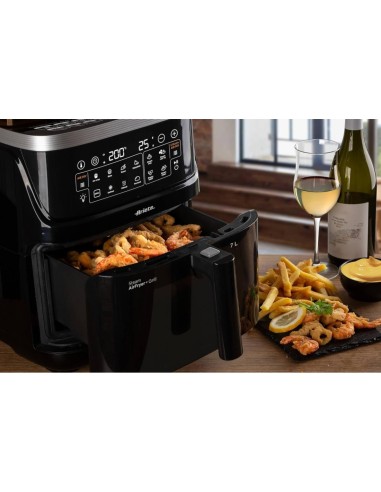 Ariete 4636 Friggitrice ad Aria, Funzione Vapore, Grill, 1700W, 10 Funzioni, Cestello Trasparente, Timer, Nero