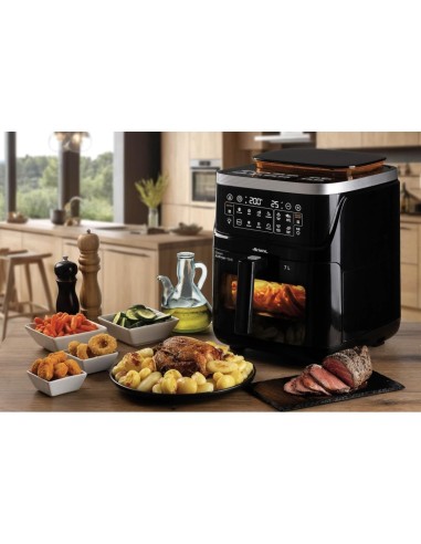 Ariete 4636 Friggitrice ad Aria, Funzione Vapore, Grill, 1700W, 10 Funzioni, Cestello Trasparente, Timer, Nero