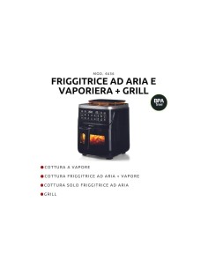 Ariete 4636 Friggitrice ad Aria, Funzione Vapore, Grill, 1700W, 10 Funzioni, Cestello Trasparente, Timer, Nero