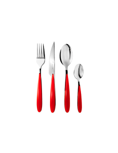 Servizio posate Elegance 24 pezzi, acciaio inox rosso, set elegante, moderno, per cene e pranzi, design raffinato
