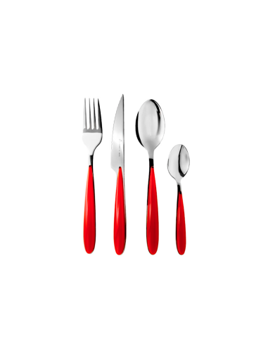 Servizio posate Elegance 24 pezzi, acciaio inox rosso, set elegante, moderno, per cene e pranzi, design raffinato