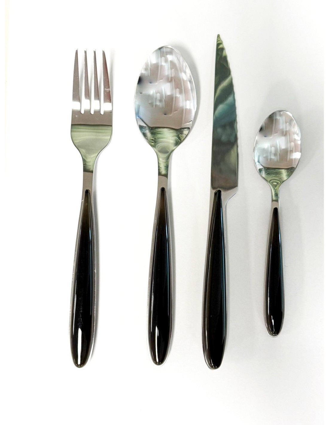 Servizio posate Elegance 24 pezzi, acciaio inox nero, set moderno, elegante, per pranzi e cene, design raffinato