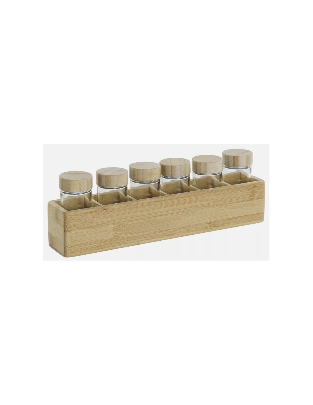 SET 6 PORTASPEZIE PC207674 CON SUPPORTO BAMBOO 32X6X6CM