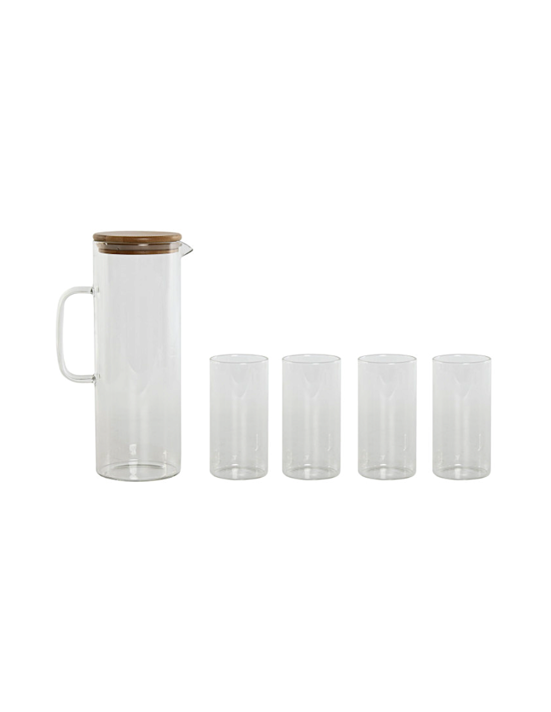 SET 4 BICCHIERI PC212545 CON CARAFFA BOROSILICATO/BAMBOO
