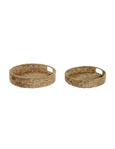 VASSOIO BD-215692 2 MIS FIBRA/METALLO D40CM NATURALE