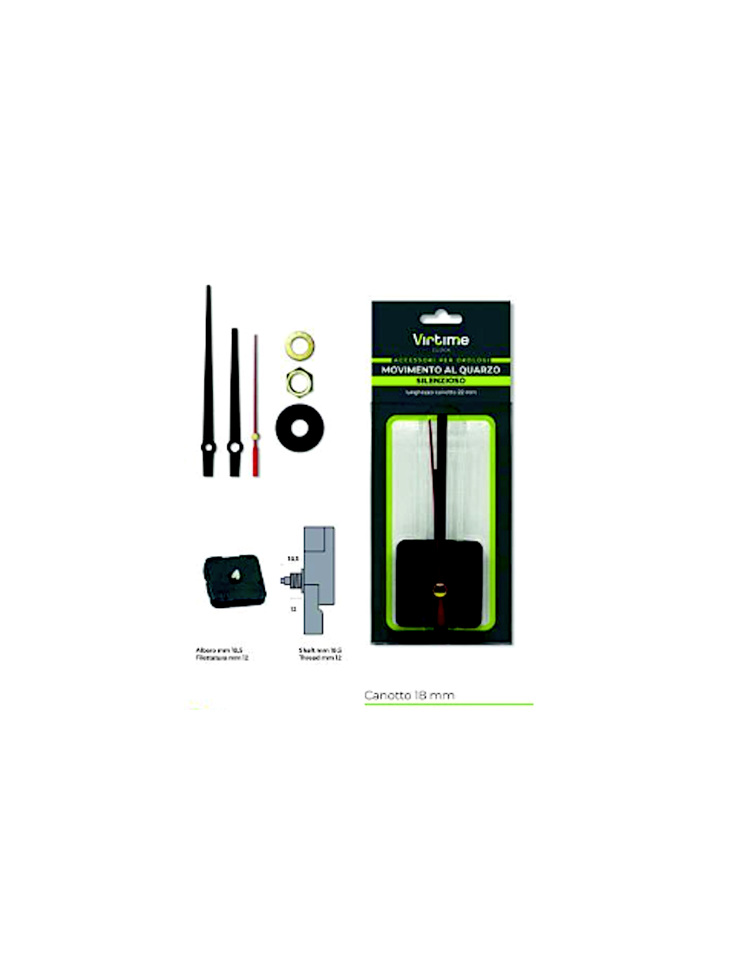 MECCANISMO PER OROL 0106/18 CANOTTO 18MM LANCETTE LUNGHE