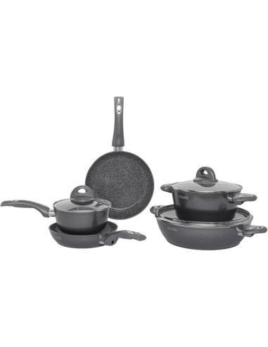 Aeternum Petragres Ecosolution Batteria 8 Pezzi Full Induction PFAS Free Grigio Scuro