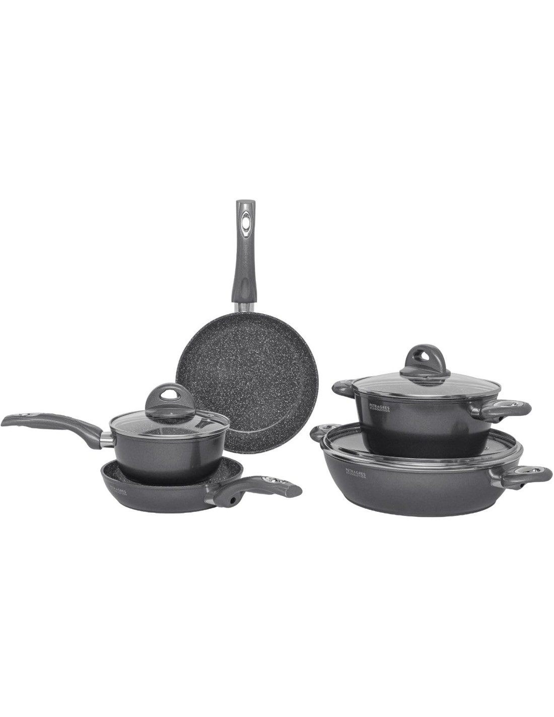 Aeternum Petragres Ecosolution Batteria 8 Pezzi Full Induction PFAS Free Grigio Scuro