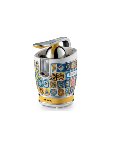 Ariete 413 Spremiagrumi Elettrico con Leva, Stile Positano, 2 Coni in acciaio inox, beccuccio salvagoccia