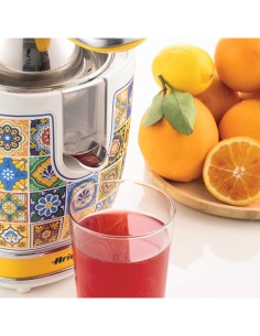Ariete 413 Spremiagrumi Elettrico con Leva, Stile Positano, 2 Coni in acciaio inox, beccuccio salvagoccia
