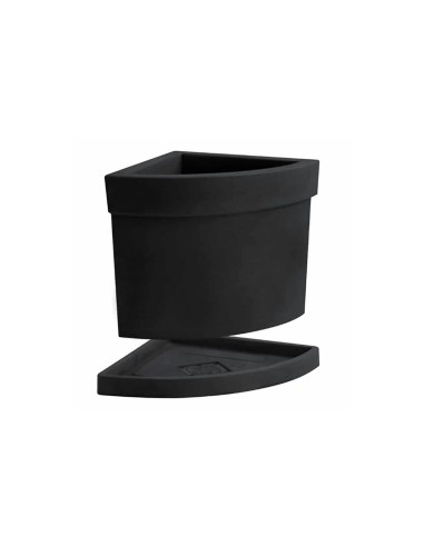 THEMIS VASO ANGOLARE 40CM ANTRACITE CON SOTTOVASO