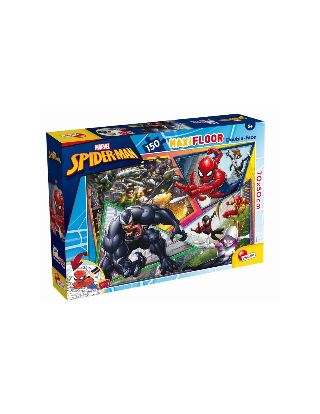 PUZZLE DF MAXI FLOOR SPIDERMAN - 150 PEZZI, GIOCO EDUCATIVO PER BAMBINI, PERSPECTIVA 3D, ALTA QUALITÀ