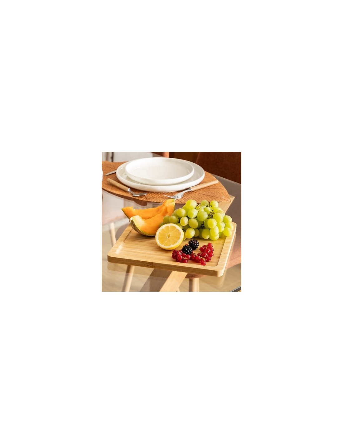 Piatto di presentazione Rio quadrato 25 x 25 cm in bambù