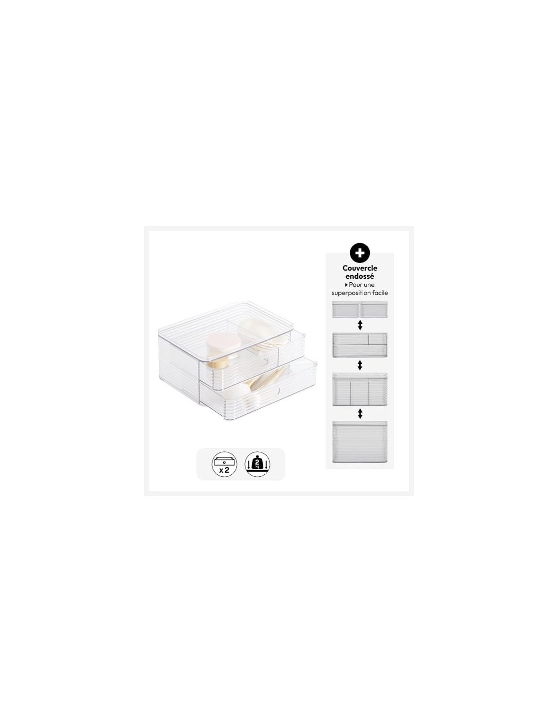 5five Organizzatore per cassetti Plastor 23,3 x 10,5 cm trasparente