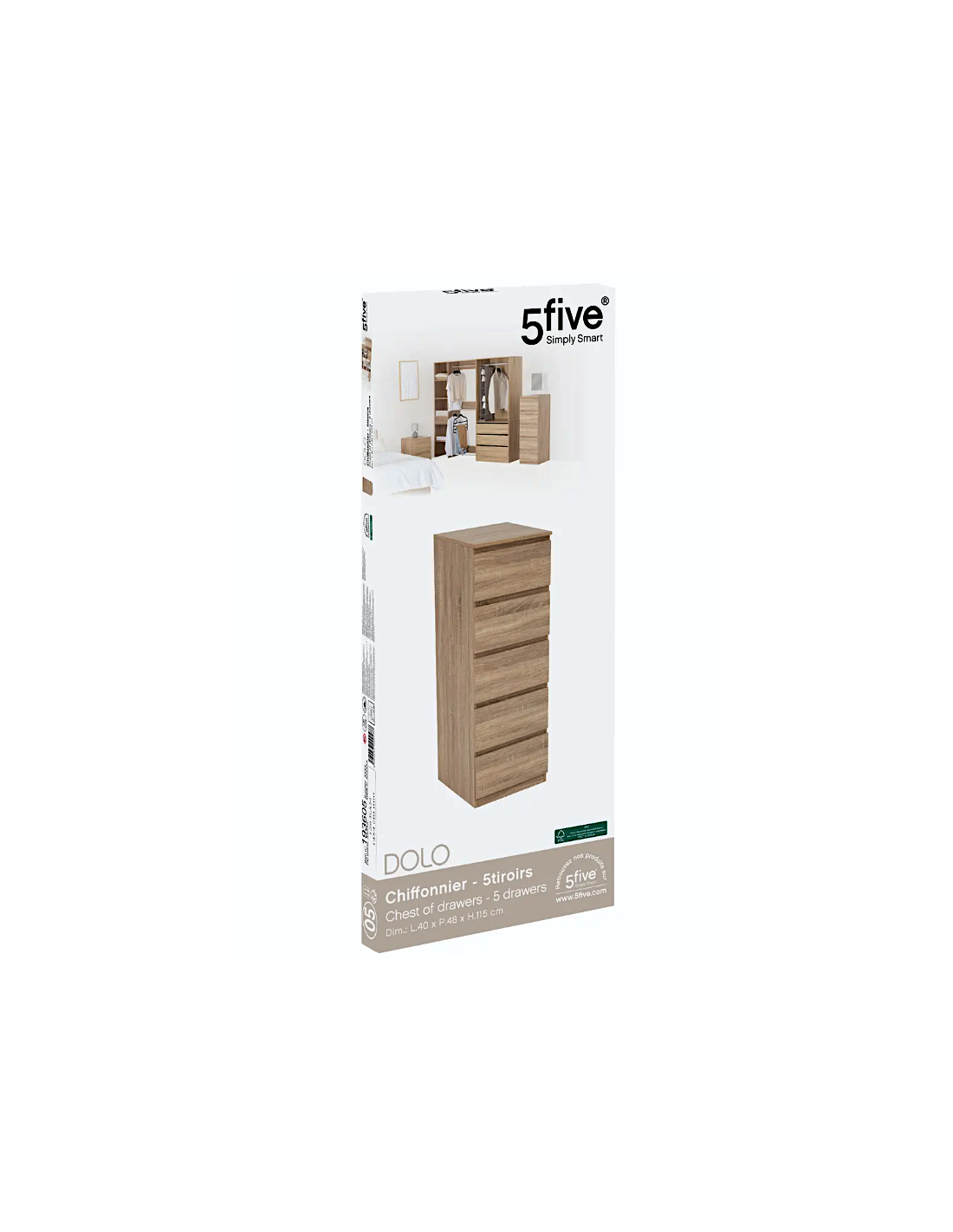 CASSETTIERA 193605 DOLO 5 CASSETTI 40X48X118CM