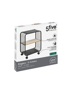 MENSOLA 193614 2 PIANI CON RUOTE 43X28X53CM METALLO/LEGNO
