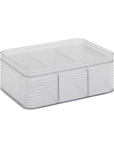 Scatola di stoccaggio Plastor M – 3 compartimenti in PET grigio