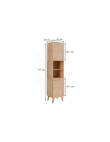 MOBILE BAGNO 204938 BAMBOO 66X33X78CM CON PORTABIANCHERIA E 2 PORTAOGG