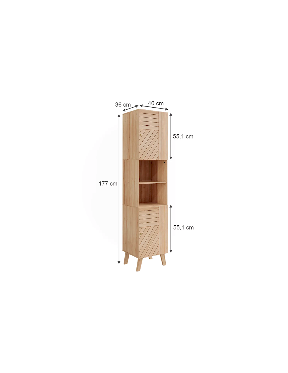 MOBILE BAGNO 204938 BAMBOO 66X33X78CM CON PORTABIANCHERIA E 2 PORTAOGG