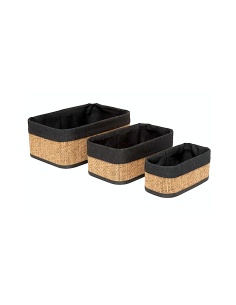 SET 3 CESTINI 204980 BAMBOO/TESSUTO NERO