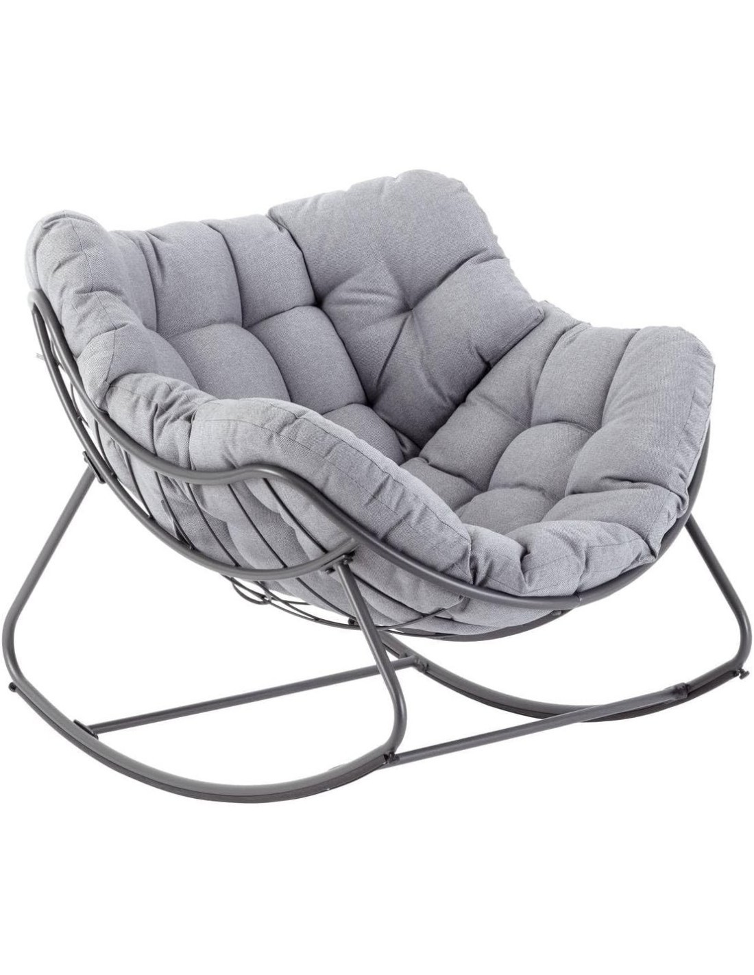 Sedia a Dondolo Uovo Hespéride, Grigio e Grafite, in Acciaio, Resina Epossidica, Mobili da Giardino, Comfort, Eleganza
