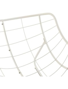Sedia a Dondolo Paopao Hespéride, Beige e Bianca, Acciaio Trattato con Polveri Epossidiche, Design a Forma di Uovo, Comfort