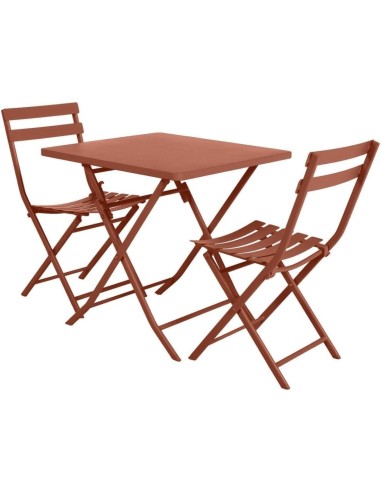 Tavolo da Giardino Pieghevole Hespéride Greensboro Ambra, Quadrato, Acciaio Trattato, 2 Posti, Pratico e Resistente