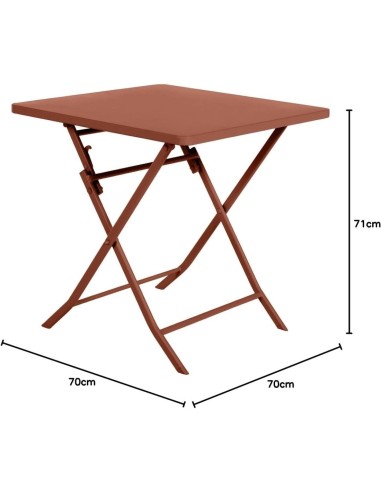Tavolo da Giardino Pieghevole Hespéride Greensboro Ambra, Quadrato, Acciaio Trattato, 2 Posti, Pratico e Resistente