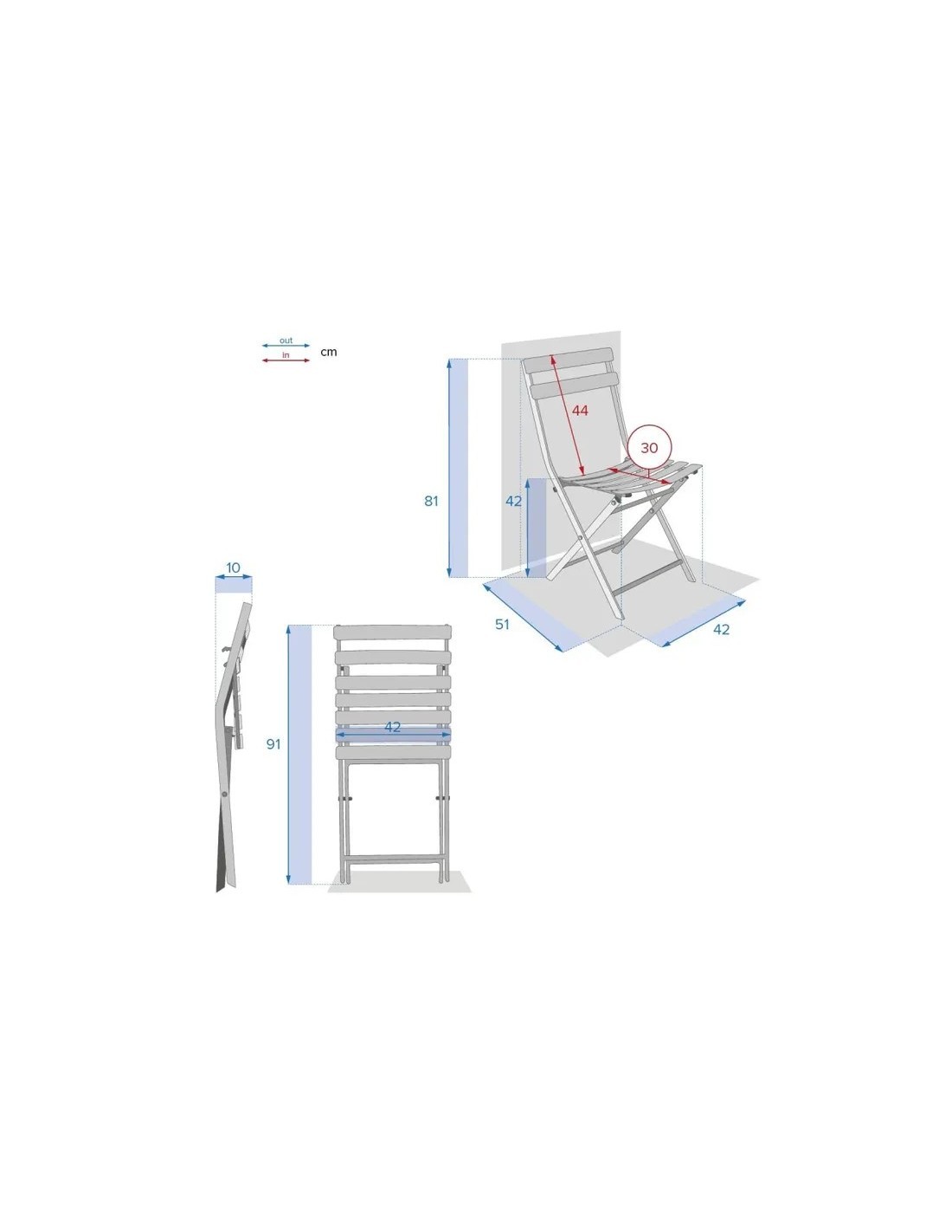 Sedia Pieghevole Hespéride Greensboro Clay, Metallo, Esterno, Resistente, Anticorrosione, Argilla, Comoda, Leggera