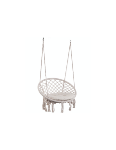 Amaca Pensile Tonda Javier Bizzotto, D88x130 cm, Bianco, Cotone e Poliestere, Relax e Stile per Giardino e Terrazza