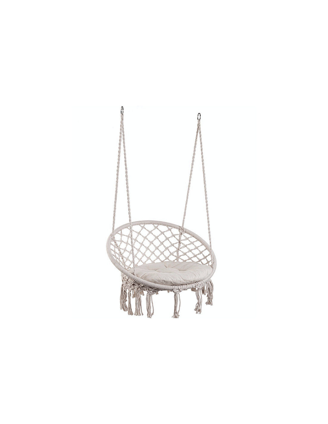 Amaca Pensile Tonda Javier Bizzotto, D88x130 cm, Bianco, Cotone e Poliestere, Relax e Stile per Giardino e Terrazza