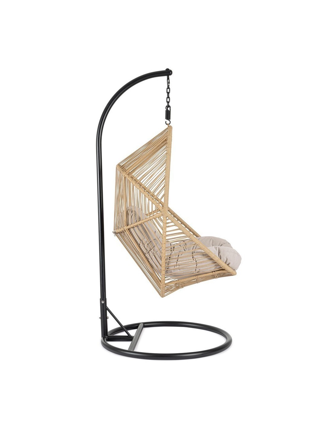 Poltrona Sospesa Martinica con Cuscini, Struttura in Acciaio e Fibra Sintetica, Design Elegante per Giardino e Terrazzo
