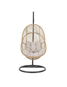 Poltrona Sospesa Martinica con Cuscini, Struttura in Acciaio e Fibra Sintetica, Design Elegante per Giardino e Terrazzo