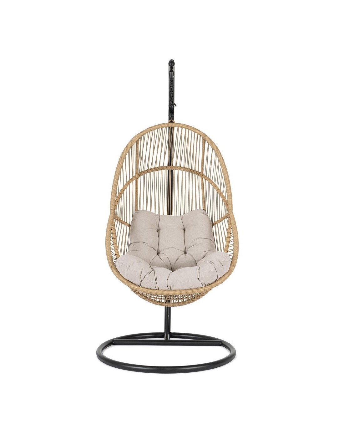 Poltrona Sospesa Martinica con Cuscini, Struttura in Acciaio e Fibra Sintetica, Design Elegante per Giardino e Terrazzo