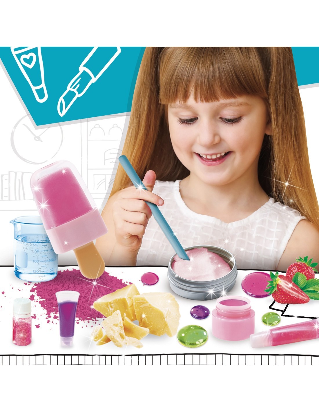I' M A GENIUS, SCIENZA POCKET, COSMETICA, KIT SCIENTIFICO, LIPGLOSS COLORATI, CONTENITORI COOL